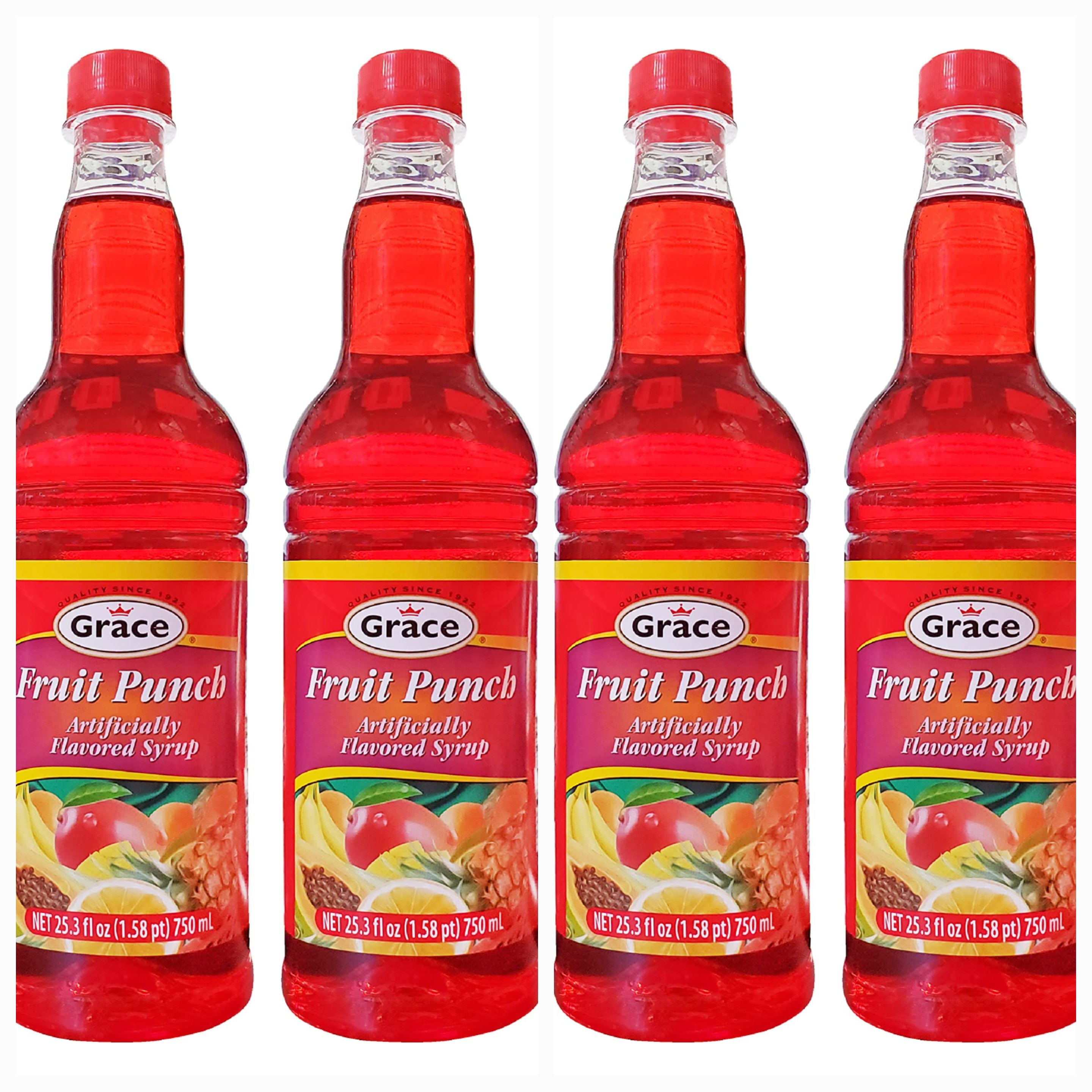 Grace Fruit Punch Flavored Syrup (4 Pack, Total of 50.6fl.oz